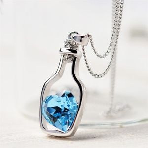 Stunning Chain Choker Drift Bottles Love Heart Blu